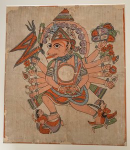 Hanuman in seiner tantrischen fünfköpfigen Pancha Mukha Form, ca. späte 19. Jahrhundert