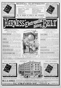 Anzeige für den Harness Electropathic Battery Belt, 1893 von Unbekannt