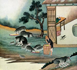 Er schickte ihn auf seine Felder, um Schweine zu hüten, 1899