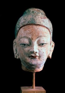 Kopf des Buddha, aus den Ruinen von Alt-Idikutshari bei Turfan, 8.-9. Jahrhundert von Unbekannt