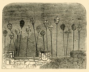 Köpfe auf der alten London Bridge, um 1872