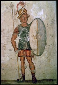Hellenistische Wandmalerei eines Soldaten, 3. Jahrhundert v. Chr.