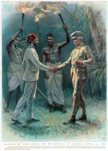 Henry Morton Stanley, walisischer Journalist und Entdecker, trifft Emin Pascha in Kavalli, 29. April 1888 von Unbekannt