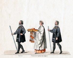 Herolde und Priester, Kostümentwurf für Shakespeares Stück, Heinrich VIII, 19. Jahrhundert