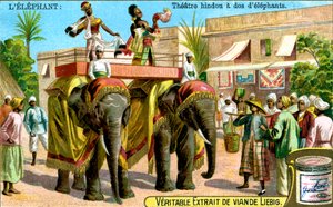 Hindu-Theater auf den Rücken von Elefanten, ca. 1900
