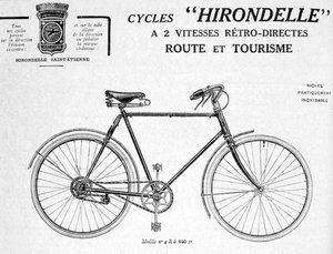 Hirondelle Saint Etienne, Fahrrad-Tourismus-Werbung, 20. Jahrhundert