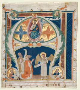 Historisierte Initiale A aus einem Graduale: Christus in Majestät mit König David..., um 1300-1340