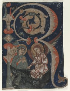 Historisierte Initiale R aus einem Graduale: Die drei Marien am Grab, um 1200-1230