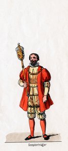 Inhaber eines Zepters, Kostümentwurf für Shakespeares Stück, Heinrich VIII