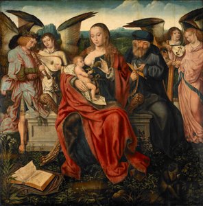 Heilige Familie mit musizierenden Engeln
