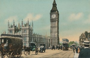 Houses of Parliament und Westminster Bridge, London, um 1900er Jahre von Unbekannt