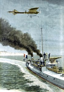 Hubert Latham versucht, sein Antoinette-Eindecker über den Ärmelkanal zu fliegen, 1909