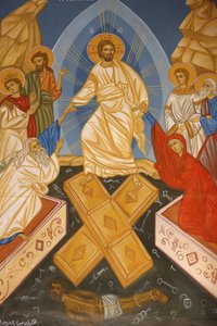 Ikone in der orthodoxen St.-Georgs-Kirche, Madaba: Christi Auferstehung, Madaba, Jordanien