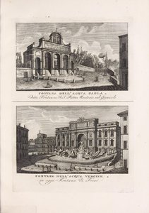 Illustration aus dem Buch Raccolta di vedute antiche e moderne della città di Roma e sue vicinanze von unbekanntem Autor, veröffentlicht von Presso Piale neg.e di stampe a S. Carlo al Corso (Italien, 1816) von Unbekannt