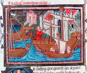 Indische Segelschiffe beschrieben von Marco Polo, 15. Jahrhundert