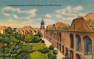 Innerhalb der Ruinen von Fort Jefferson Dry Tortugas, Key West, Florida, um 1940er Jahre