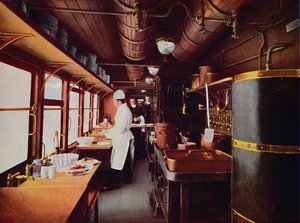 In einer Restaurantwagenküche der L.M.S. Eisenbahn, 1926