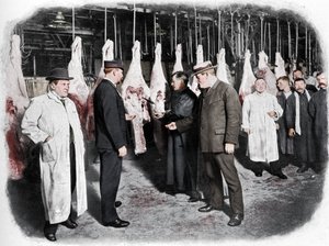 Fleischinspektion auf dem Smithfield Market, City of London, um 1903 von Unbekannt