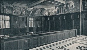 Innenraum der neuen Londoner Büros der Grand Trunk Railways mit Tempera-Fries von Frank Brangwyn