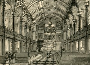 Innenraum der St. Andrews Kirche, um 1872