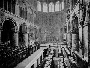 Innenraum der Kirche St. Bartholomew the Great, West Smithfield, City of London, 1906 von Unbekannt