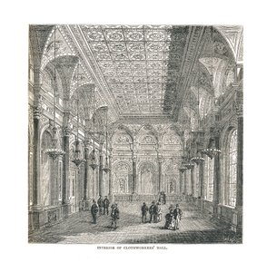 Innenansicht der Clothworkers Hall, 1878