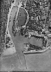 Invasionsboote im Hafen von Boulogne, Frankreich, 1940-1943