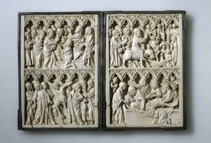 Elfenbein-Diptychon mit Szenen aus dem Leben Christi, Eigentum von Königin Jadwiga von Polen, 14. Jahrhundert von Unbekannt