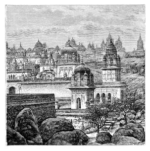 Jaina-Tempel, Junagadh, Gujarat, Indien, 1895