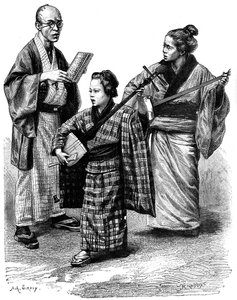 Japanische Musiker und ein Händler