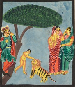 Jatayu, Ramas mythischer Vogel hindert Ravanas Streitwagen, versucht die Entführung von Sita zu verhindern, 1800er
