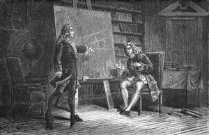 Jean und Jacques Bernoulli bei der Arbeit an geometrischen Problemen, 18. Jahrhundert, 1874