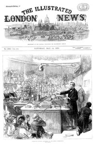 John Tyndall hält einen Vortrag über Elektromagnetismus an der Royal Institution, London, Mai 1870