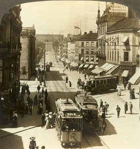 Karl-Johan-Straße, W.N.W. zum Königspalast, Christiania, Norwegen, ca. 1905