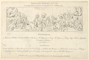 Schlüssel mit Liste der Darsteller und Zuschauer zu: Die Bettleroper, 1. Juli 1790 von Unbekannt