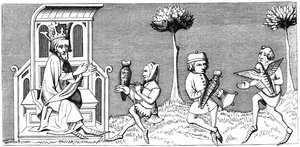 König Modus lehrt die Kunst der Falknerei, 14. Jahrhundert, 1849