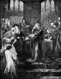 König Richard II. übergibt die Krone an seinen Cousin Bolingbroke, 1399 von Unbekannt