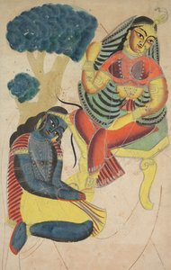 Krishna streichelt Radhas Füße, 1800er Jahre