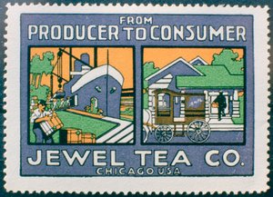 Etikett für die Werbung der Jewel Tea Co aus Chicago, USA