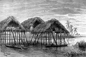 Pfahlbauten von Santa Rosa, nahe Maracaibo, Venezuela, 1895
