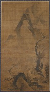 Landschaft: Berg und Wasser, eine Figur unter einem Pflaumenbaum, 16. bis frühes 17. Jahrhundert