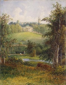 Landschaft mit dem Herrenhaus im Anwesen von Gostilitsy bei St. Petersburg, 1820er Jahre von Unbekannt
