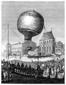 Start eines Heißluftballons, spätes 18. Jahrhundert, 1885