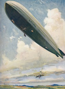 Start eines Flugzeugs von einem Luftschiff in der Luft, 1927