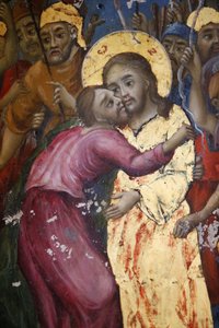 Der Kuss des Judas, Fresko in der Kirche des Heiligen Grabes, Jerusalem, Israel von Unbekannt