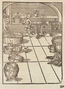 Das Pastillieren von Silber - Gravur aus Beschreibung der Erze und der wichtigsten Methoden des Bergbaus, von Lazarus Ecker