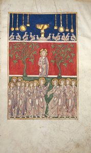 Blatt aus einem Beatus-Manuskript: Die Öffnung des fünften Siegels, ca. 1180