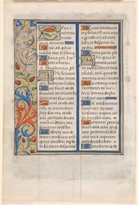 Blatt aus einem Stundenbuch: Text mit illustriertem Rand verso, um 1510