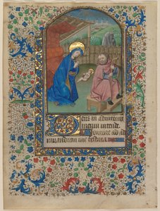 Blatt aus einem Stundenbuch: Die Geburt Christi recto, ca. 1430