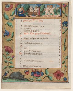 Blatt aus einem Psalter und Gebetbuch: Kalenderseite mit Arbeiten verso, um 1524